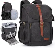 BAGSMART Camera Backpack, DSLR SLR Waterproof Camera Bag Backpack, Anti-Theft Photography Backpack with 15 Inch Laptop Compartment, Tripod Holder & Rain Cover, Black