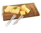 3Pcs Cheese Knife Board Set Fork Spreader Jam Stainless Steel Wood Charcuterie S