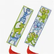 WhiskerCraft DIY Cross Stitch Bookmark Kit - Purrfect Cat and Mouse Design for A