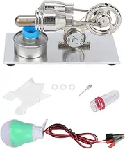 Respicefinem Hot Air Stirling Engine Miniature Generator Steam Power Lab Teaching Model Made of Brushed Stainless Steel and Heavy Glass Ideal for Children Science Projects