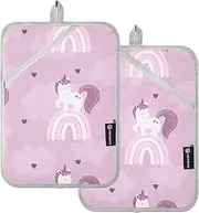 Pot Holders Kitchen Heat Resistant Cartoon Cute Peach Unicorns Potholders for Kitchens with Pockets Hot Pads Oven Mitts 2 Pack