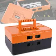 2-Layer Multi-Function Lockable Storage Foldable Plastic Tool Box Orange/Black