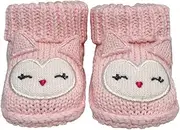 [Shag Wear] Newborn Baby Girl Owl Knit Socks Pink, Soft and Cozy, Cute Owl Design, 100% Cotton, Pink, 0-3 Months