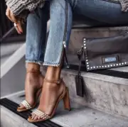 WOMEN'S TONY BIANCO Sebastian caramel kid suede stud heels size 7 bnib rrp$190