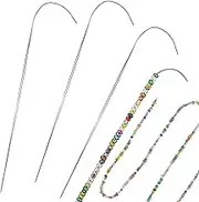 YOKIND 4PCS Large Eye Curved Stainless Steel Beading Needles, 4 inch, Silver, Bead Spinner Loader, Jewelry Making