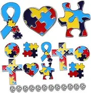 [LOPUNER] 12Pcs Heart Puzzle Brooch Creative Badge Pins for Awareness Versatile Decorative Accessories for Hats Bags Jackets and Shirts