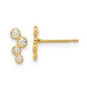 14K Yellow Gold Madi K 4-Cz Bezel Set Post Earrings