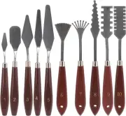 10 Pieces Palette Knife Set for Acrylic, Wooden Handle Painting Stainless Ste...