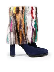 Mink Fur & Suede Heeled Boots