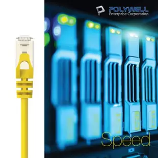 【POLYWELL】CAT6A 高速乙太網路線 S/FTP 10Gbps 1M(適合2.5G/5G/10G網卡 網路交換器 NAS伺服器)