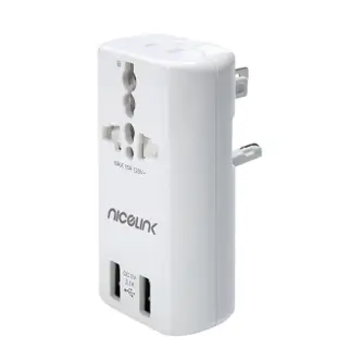 【NICELINK 耐司林克】雙USB3.1A萬國充電器轉接頭(USB充電器/擴充座/旅行萬用轉接 US-T23A)