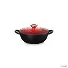 Le Creuset Mickey Mouse Round Pot Marmitt 7.1 inches Cherry Red Gold Knob 18cm