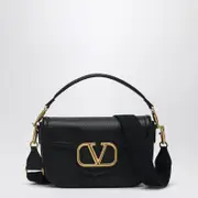 [Valentino Garavani] Black hammered leather mini Vlogo bag One size Black