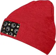 [JBYJBX] Dog Paw Prints Print Unisex Knitted Hat Daily Hat Birthday Theme Elasti Beanie Cap Outdoor Leisure