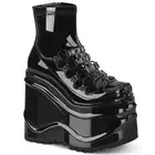 WAVE-110 Wedge Platform Stretch Ankle Boot with Inside Zip