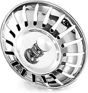 Dekukar Kitchen Sink Plug Stainless Steel Sink Bowl Strainer Plug Replacement Food Hair Catcher Filter for Kitchen Sink Bowl, Diameter 82mm