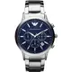 Emporio Armani Classic 王者時尚家三眼計時腕錶-藍x銀/43mm AR2448