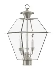 Livex Lighting 3-Light Brushed Nickel Outdoor Post Top Lantern