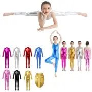 Kids Girls Metallic Ballet Unitards Gymnastic Bodysuit Fitness Jumpsuits Costume