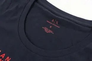 美國百分百【Armani Exchange】T恤 AX 短袖 大圓領 logo 上衣 T-shirt 深藍 女 I428