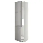 METOD high cab f fridge/freezer w 2 doors, white/Bodbyn grey, 60x60x220 cm