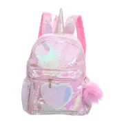 Girl Sequin Mermaid Backpack Children Large Zipper Unicorn Schoolbag Teenager Hologram Heart Love Backpack For School Travel Bag