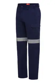 3 X Mens Hard Yakka Basic Drill Cargo Pant Cotton Navy Pants With Tape