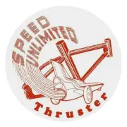 Thruster - Speed unlimited ROUND decal RED on CLEAR decal - old school bmx