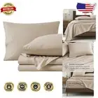 OEKO-TEX Certified Full Sheet Set - Crisp Organic Cotton Percale in French Beige