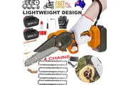 6" Mini Orange Cordless Electric Chainsaw 2X Battery-Powered Wood Cutter Rechargeable