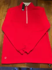 NWT MEN'S STRAIGHT DOWN OPTIC 1/4 ZIP PULLOVER, SIZE: M, COLOR: RED (M30)