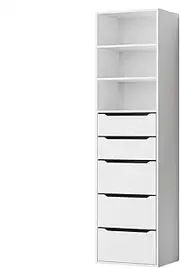 ALFORDSON Wooden Wardrobe Cabinet with 5 Drawers and Adjustable Shelves, 50.5X 40x 185 cm, Compact Design Closet Clothes Storage, Dresser Clothing Organizer Cupboard for Bedroom Living Room, White