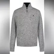 NWT Izod Boys Quarter Zip Cotton Pullover Sweater Black Ivory Winter Holiday