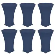 6pcs Round Cocktail Tablecloth 32" x 43", Highboy Spandex Table Cover, Navy Blue