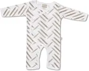 Babyushka Beige Stripe Organic Long Sleeve Kimono Jumpsuit, 3-6 Months (00)