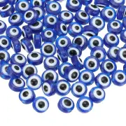 Evil Eye Beads, 110 Pcs 6mm Flat Round Evil Eye Charm, Blue