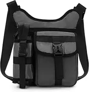 [FuninCrea] Men's Shoulder Bags with Water Bottle Holder Pocket, Multiple Pockets Cross Body Bag Men Waterproof Mens Crossbody Bag Messenger Bags Casual Satchel Sling Bag with Adjustable Strap