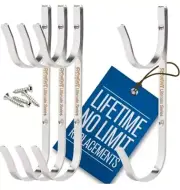 4 Protuff Heavy Duty Double Hooks Stainless Steel Pool Pole Hañgers,garden Tools