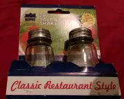 Home Master Classic Restaurant Style Glass Salt & Pepper Shakers NIP