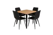 HomeStar Kanaka Dining Set W/ Square Dining Table & Set Of 4 Molly Dining Chair Black