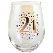 Rainbow Pastel Stemless 21st Birthday Wine Glass