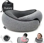Outney Travel Pillow for Airplanes 2024 Veritable Chin Support Travel Neck Pillow 100% Pure Memory Foam Full Neck Surround Pillows for Traveling Flight Sleeping Portable Travel Essentials (Grey)
