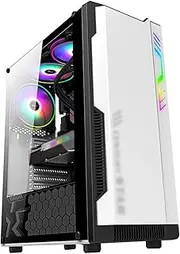 Mid-Tower ATX, MICROATX, ITX Gaming Case, Dual Tempered Glass Panels Vertical GPU Bracket Supports Water Cooling(White)