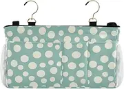 Amooorous Bedside Table Caddy Hanging Bag Organizer for Bed Rails White Bubbles on Green Background