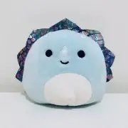 Squishmallows Malik The Blue Triceratops Dinosaur Clip 3.5” BNWT