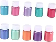 Tofficu 10pcs Mica Powder Pearl Pigment Handmade Material for Crafts Bath Soap Making Natural Safe