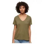 Superdry Women's Top Studios Slub Emb Vee Tee Tornado Green