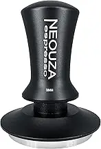 NEOUZA Coffee Tamper Spring Loaded for Espresso Machine Anti-Stick Self-Leveling,Stainless Steel Flat Base,Refined Aluminium Handle(58mm, Black)