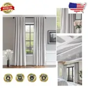 Luxurious Light Gray Velvet Curtains 84in Long, Thermal Insulated Room Darkening