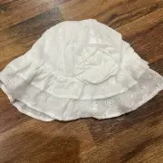 addie & tate toddler girl eyelet white sun hat new size 24m